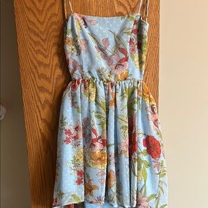 Floral Blue backless Dress